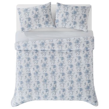 Pem America British Rose 3-Piece Full/Queen Comforter Set in White and Blue, , large