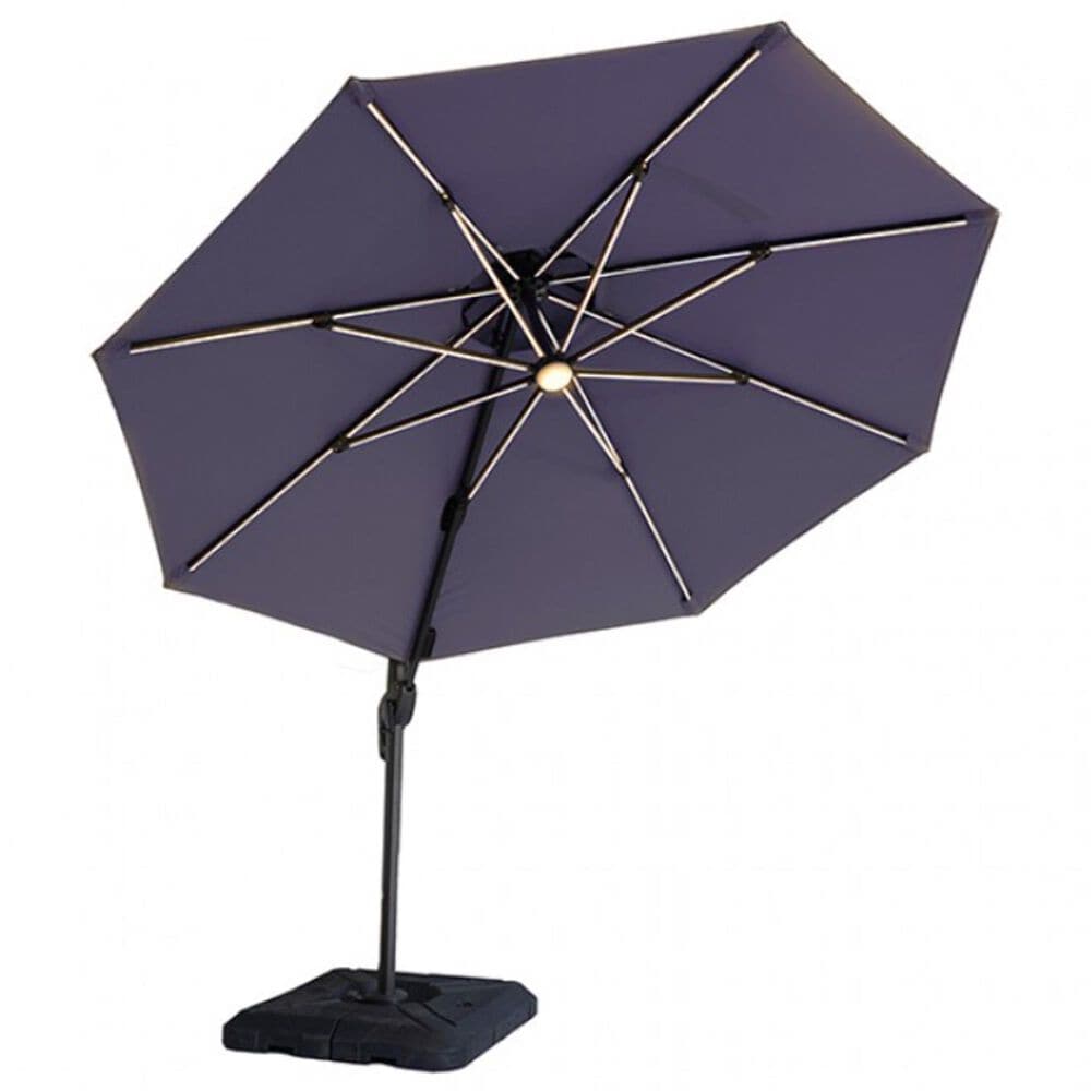 Furniture of America Zora 10&#39; LED Bulb Double Top Octagon Patio Umbrella with Base in Blue, , large