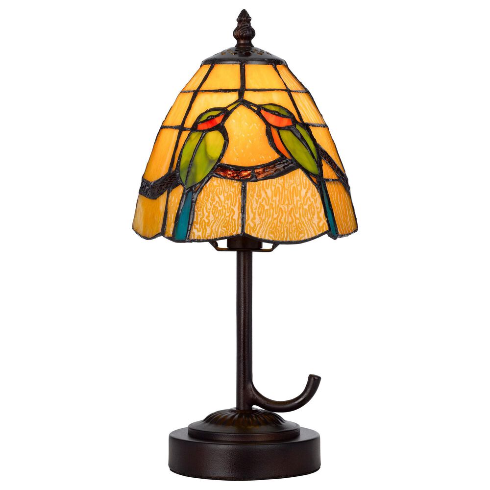 Cal Lighting 13" Tiffany Accent Lamp with Green and Cream Shade in Dark Bronze, , large