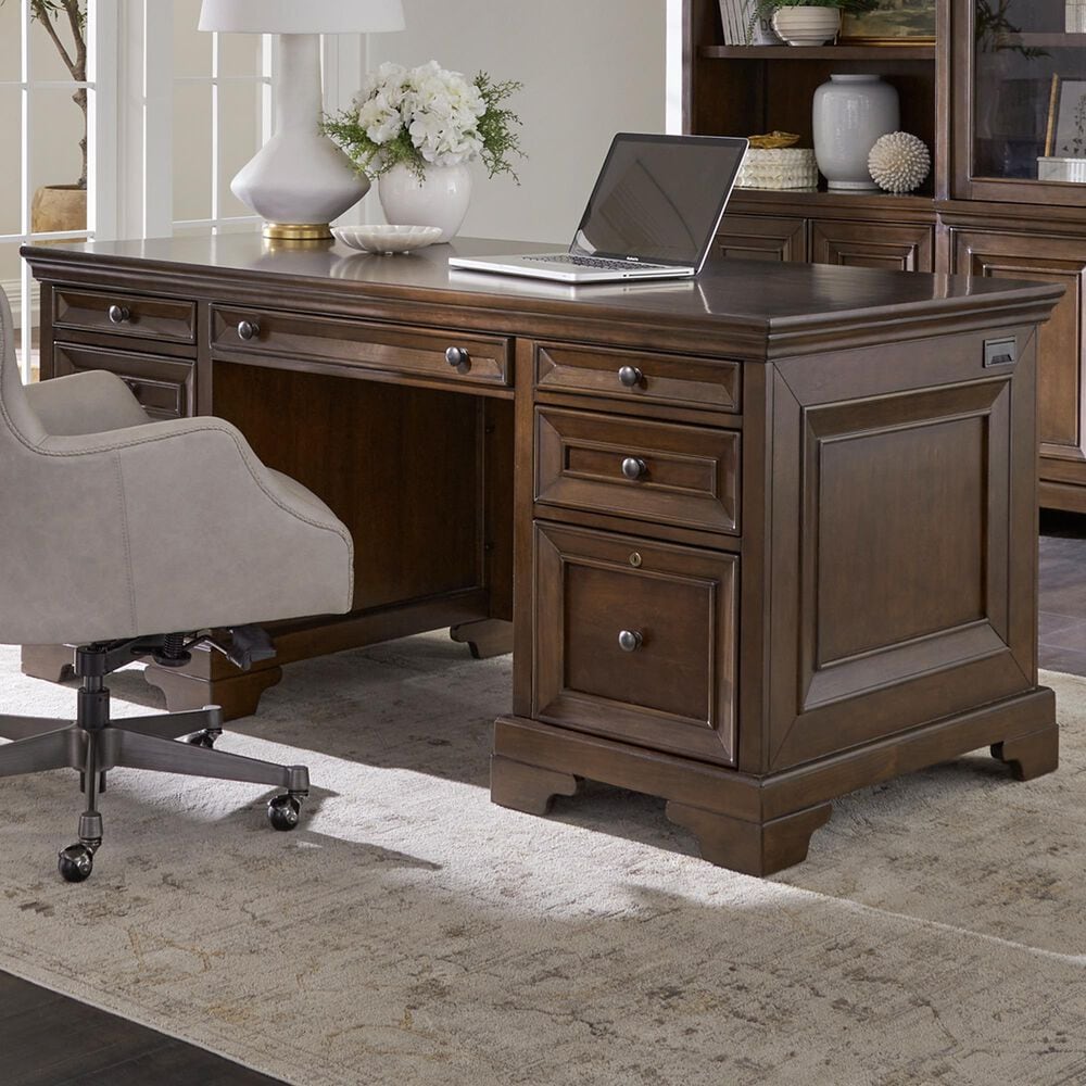 Riva Ridge Arlington Executive Desk in Classic Brown, , large
