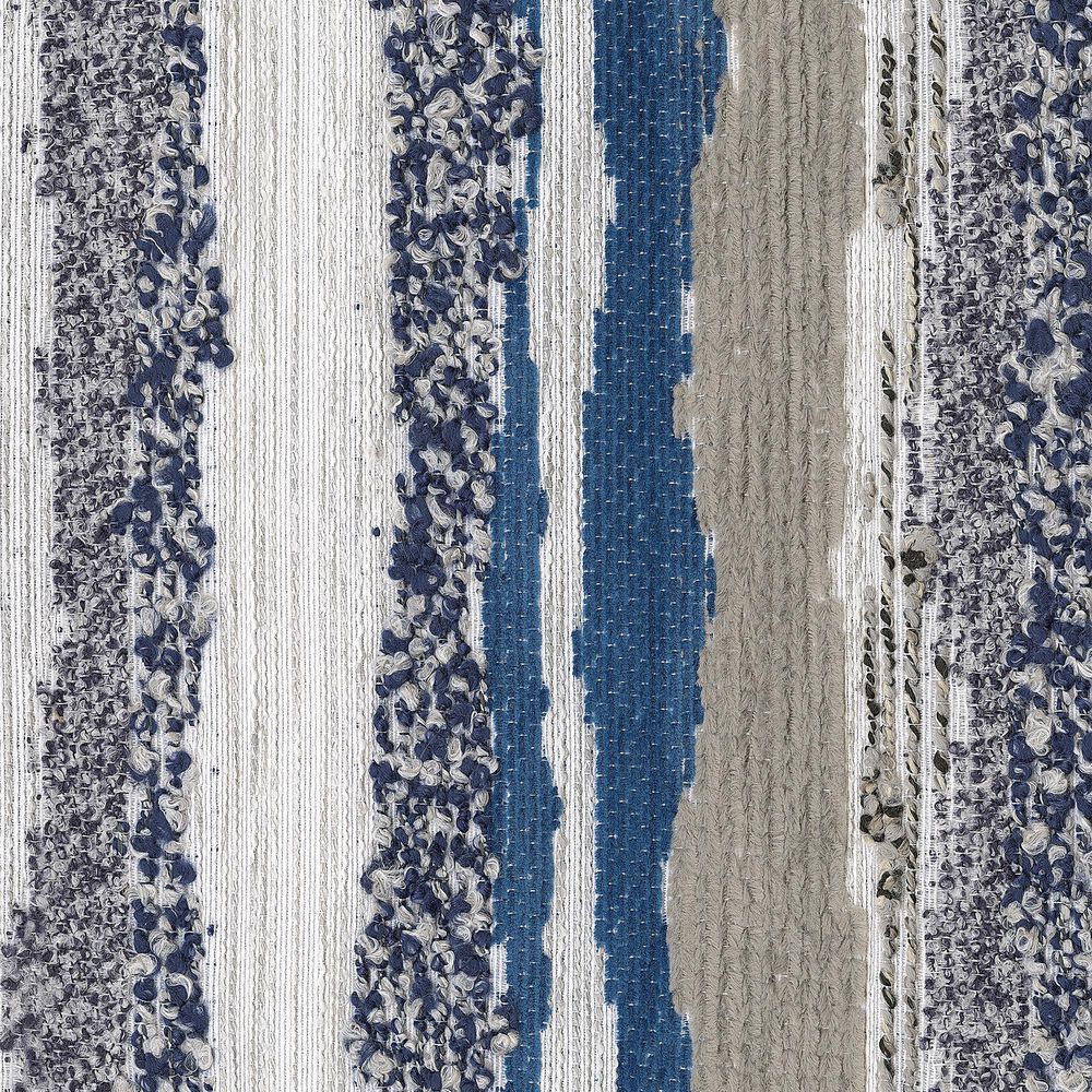 Ashley Half Moon Beach Stationary Sofa with Blue Cushions in Gray, , large