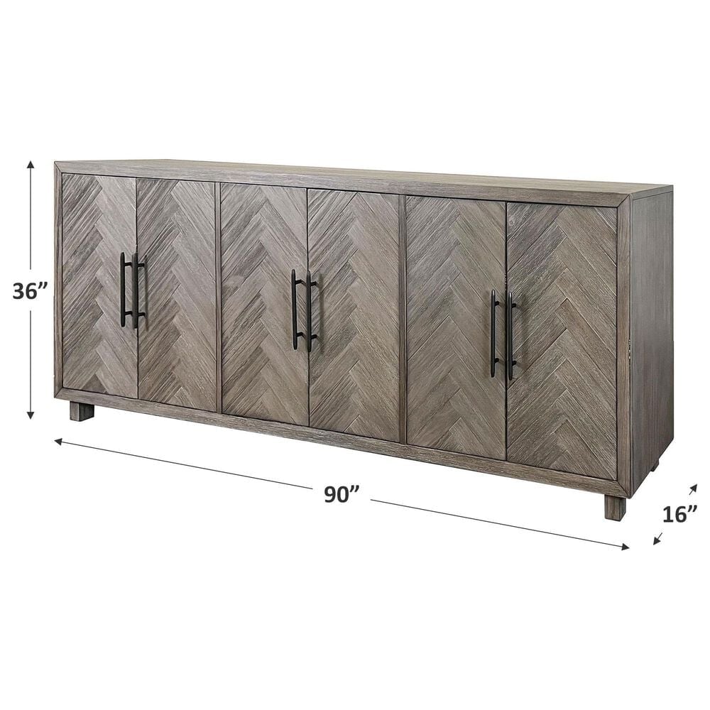 Wycliff Bay Palisades 90&quot; 6-Door Console in Brushed Gray, , large