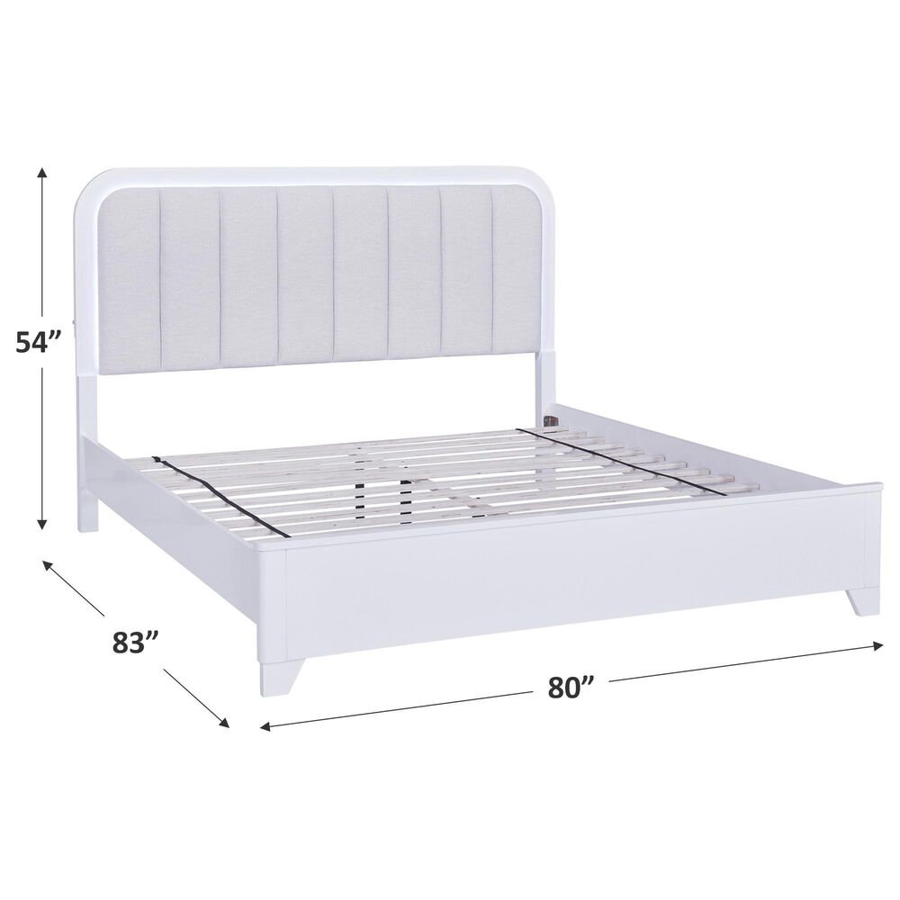 Ashley Jarlee King Upholstered Platform Bed in White with Lighting, , large