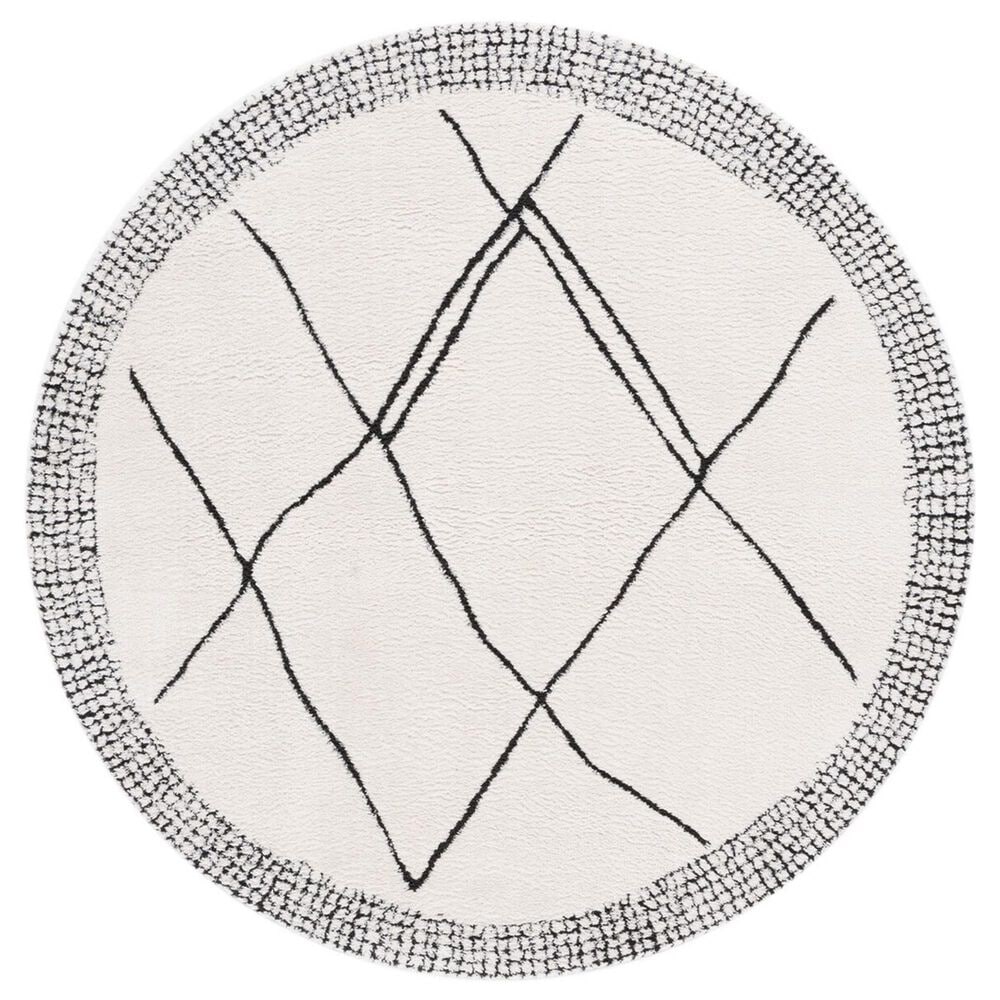 Safavieh Melody MEL104A 6"7" Round Ivory and Black Area Rug, , large