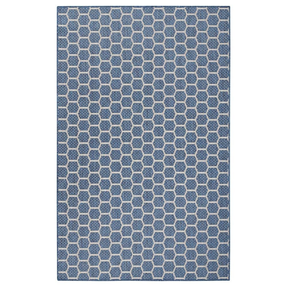 Nourison Twist Reversible 6" x 9" Blue Indoor/Outdoor Area Rug, , large