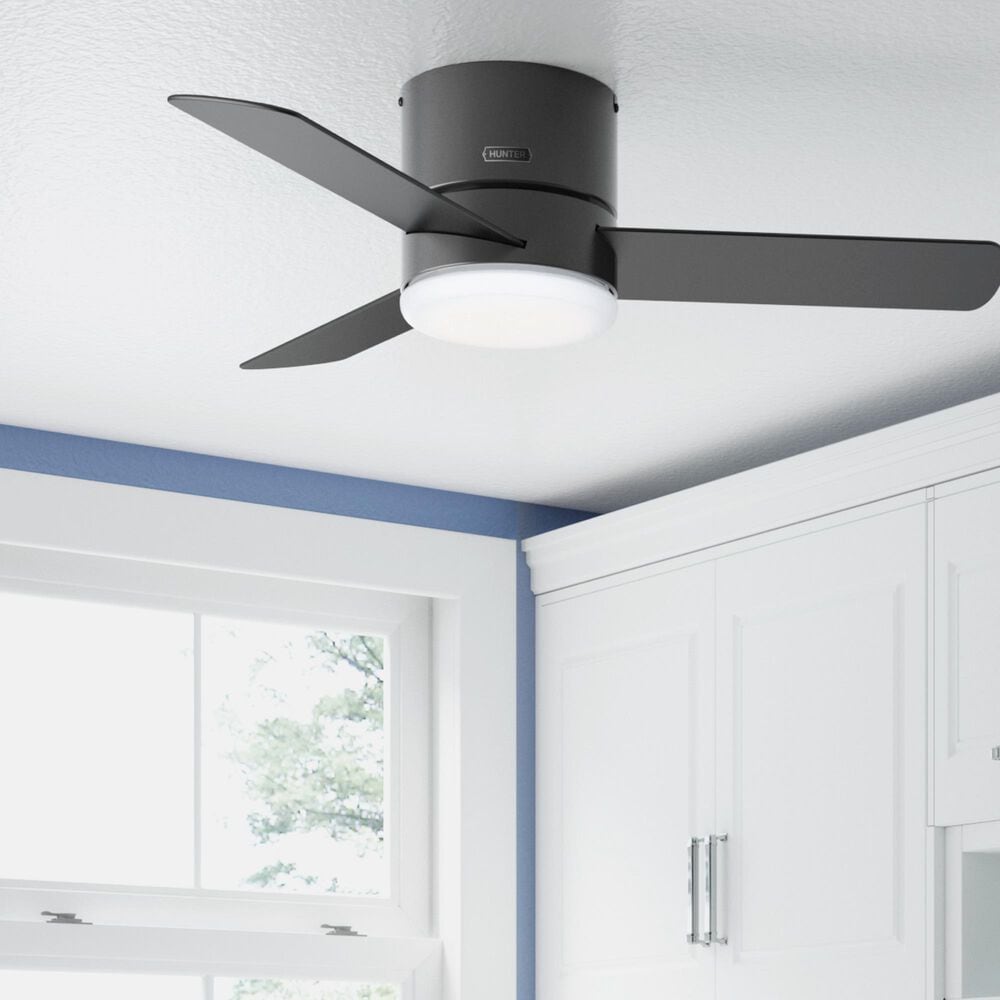 Hunter Minimus Low Profile 44&quot; Ceiling Fan with LED Light in Matte Black, , large