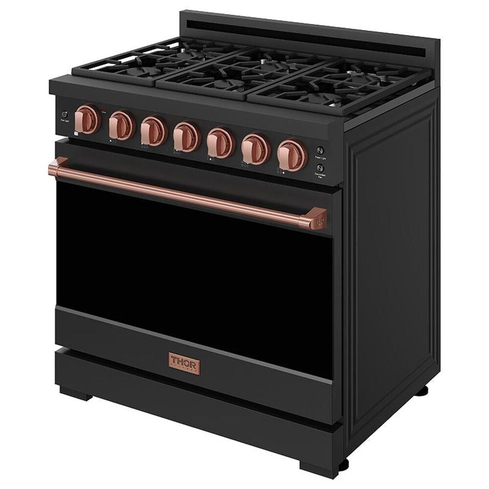 Thor Kitchen Gordon Ramsay 6 Cu. Ft. Professional Liquid Propane Range with Rose Gold Handle Kit in Black, , large