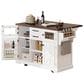 HOMLUX 54.9" Kitchen Island with Drop Leaf in White and Brown, , large