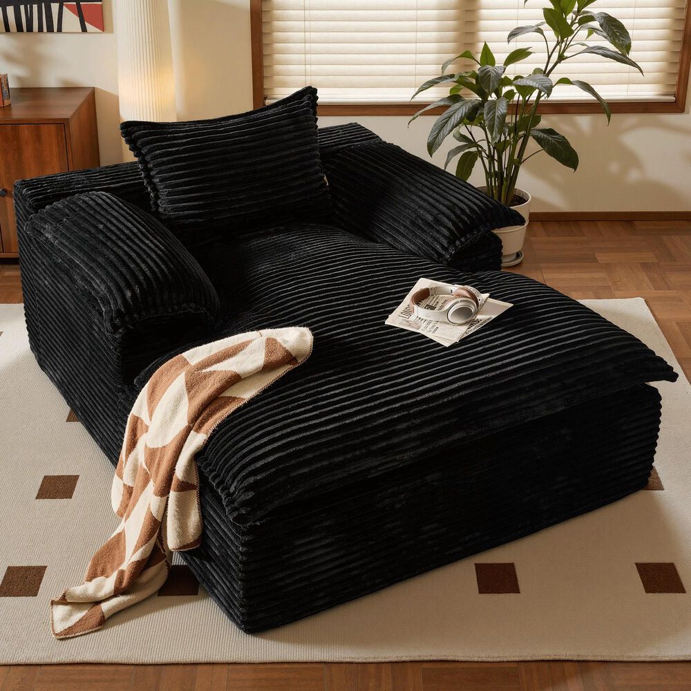 HOMLUX 67" Oversized Chaise Lounge in Black, , large