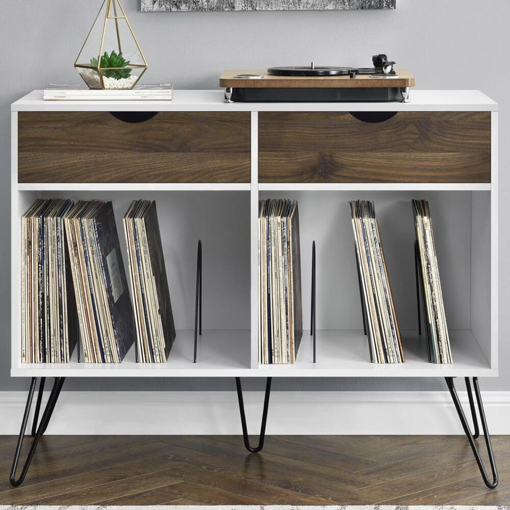 Novogratz Concord Turntable Stand with Drawers in White, , large