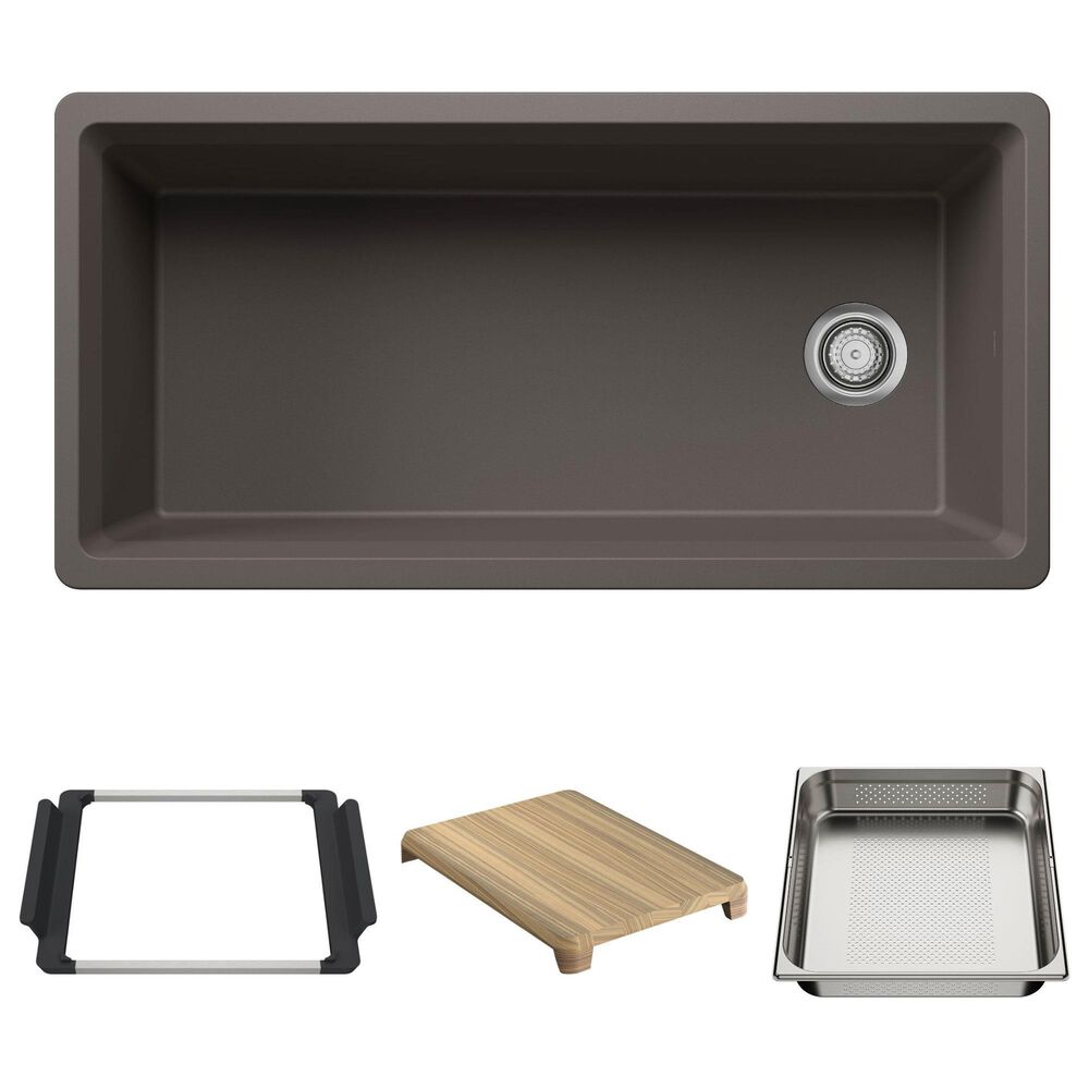 Blanco Inteos 39" Undermount Single Bowl Kitchen Sink in Volcano Gray, , large
