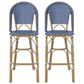 Hearth and Haven Outdoor Wicker French Barstool with Brown Aluminum Frame in Teal Blue (Set of 2), , large