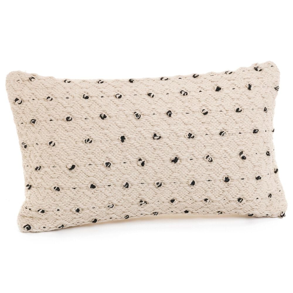 Accents DeVille 12" x 22" Lumbar Throw Pillow with French Knots in Ecru, , large