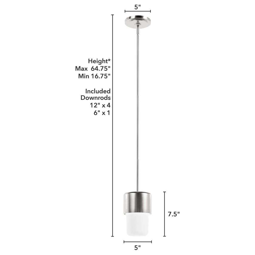 Hunter Station 1-Light Mini Pendant in Brushed Nickel, , large