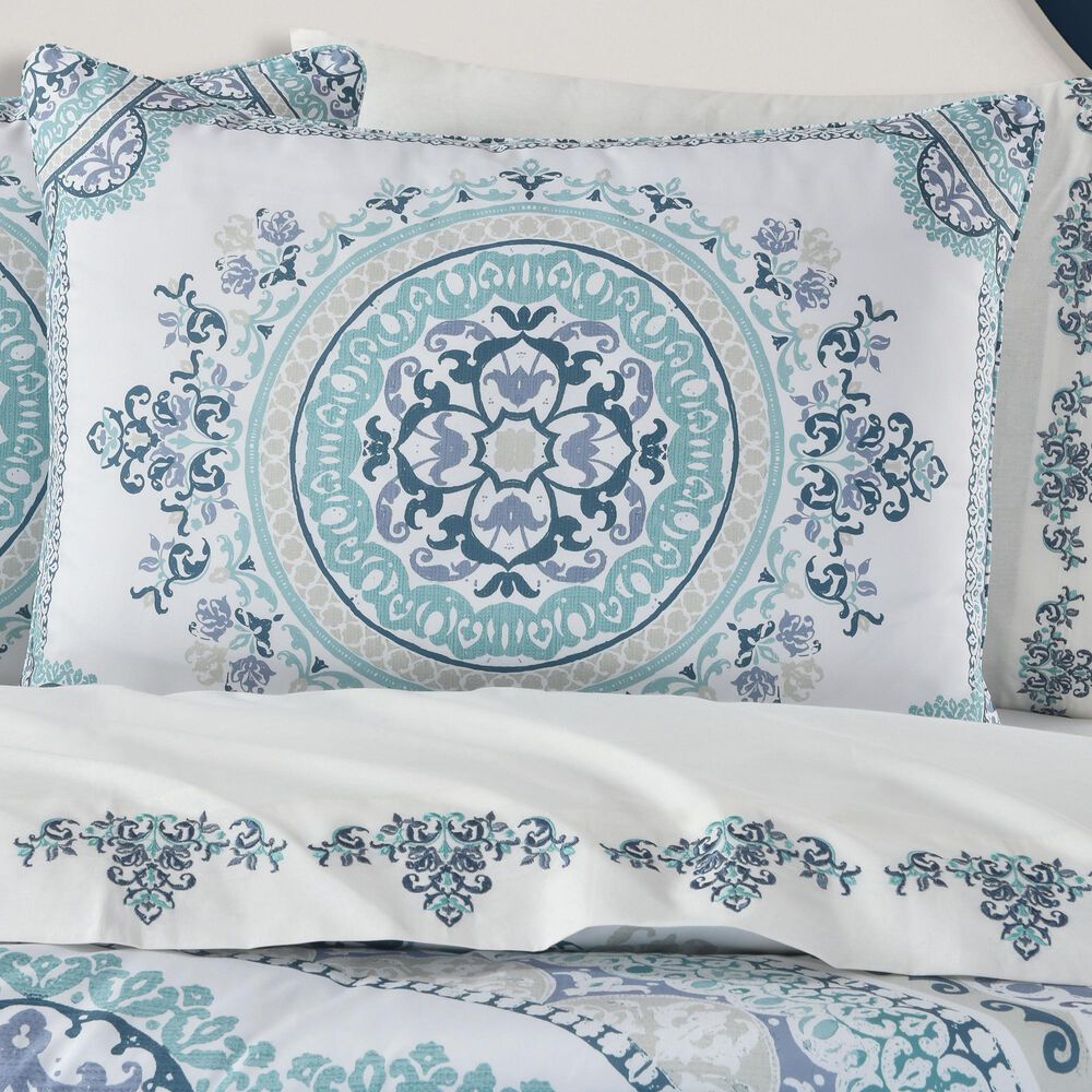 J. Queen New York Afton 4-Piece King Comforter Set in Blue and White, , large