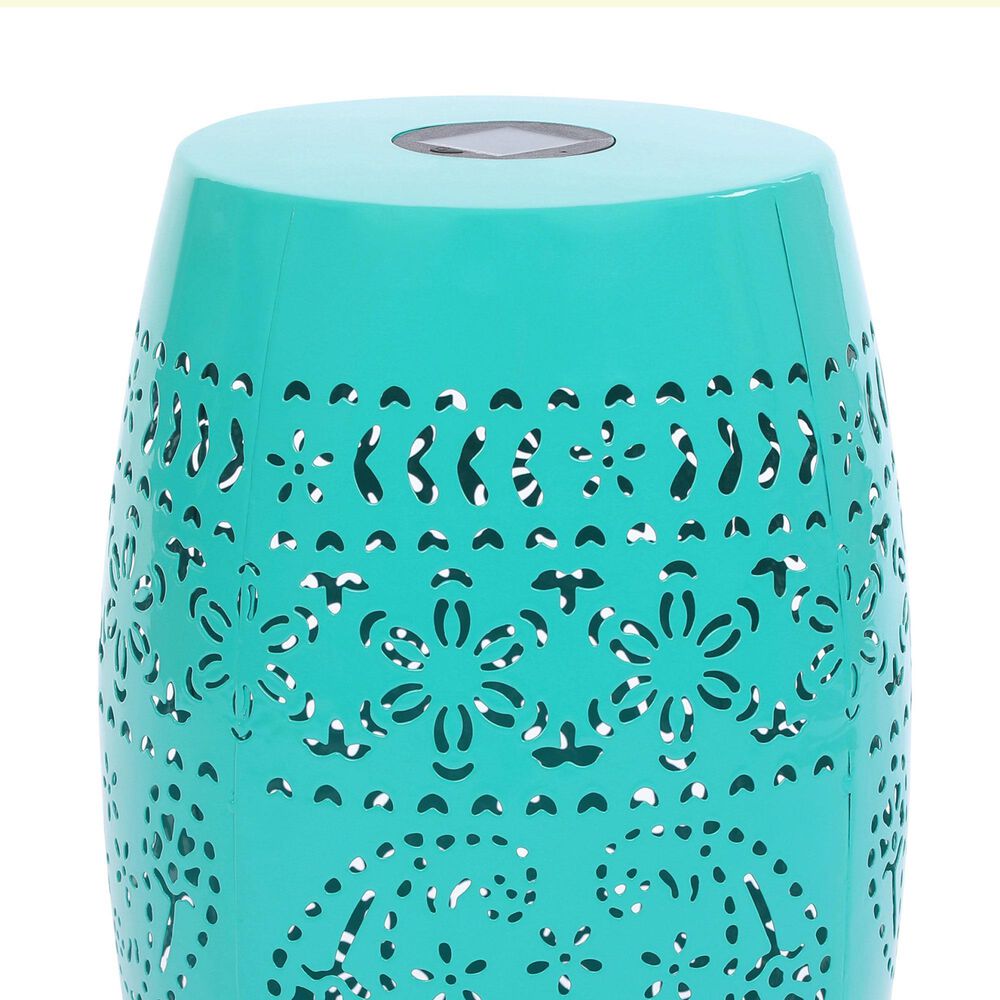 Hearth and Haven Outdoor Side Table with Built-In Solar Battery in Teal, , large