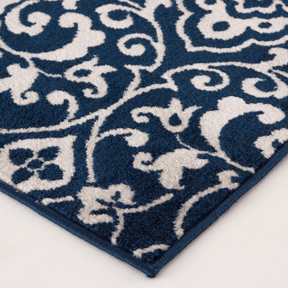 Central Oriental Terrace Tropic Mcbee 3&#39;3&quot; x 5&#39; Sapphire and Snow Area Rug, , large
