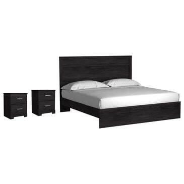 Ashley Belachime King Panel Bed with 2 Nightstands in Dark Charcoal, , large