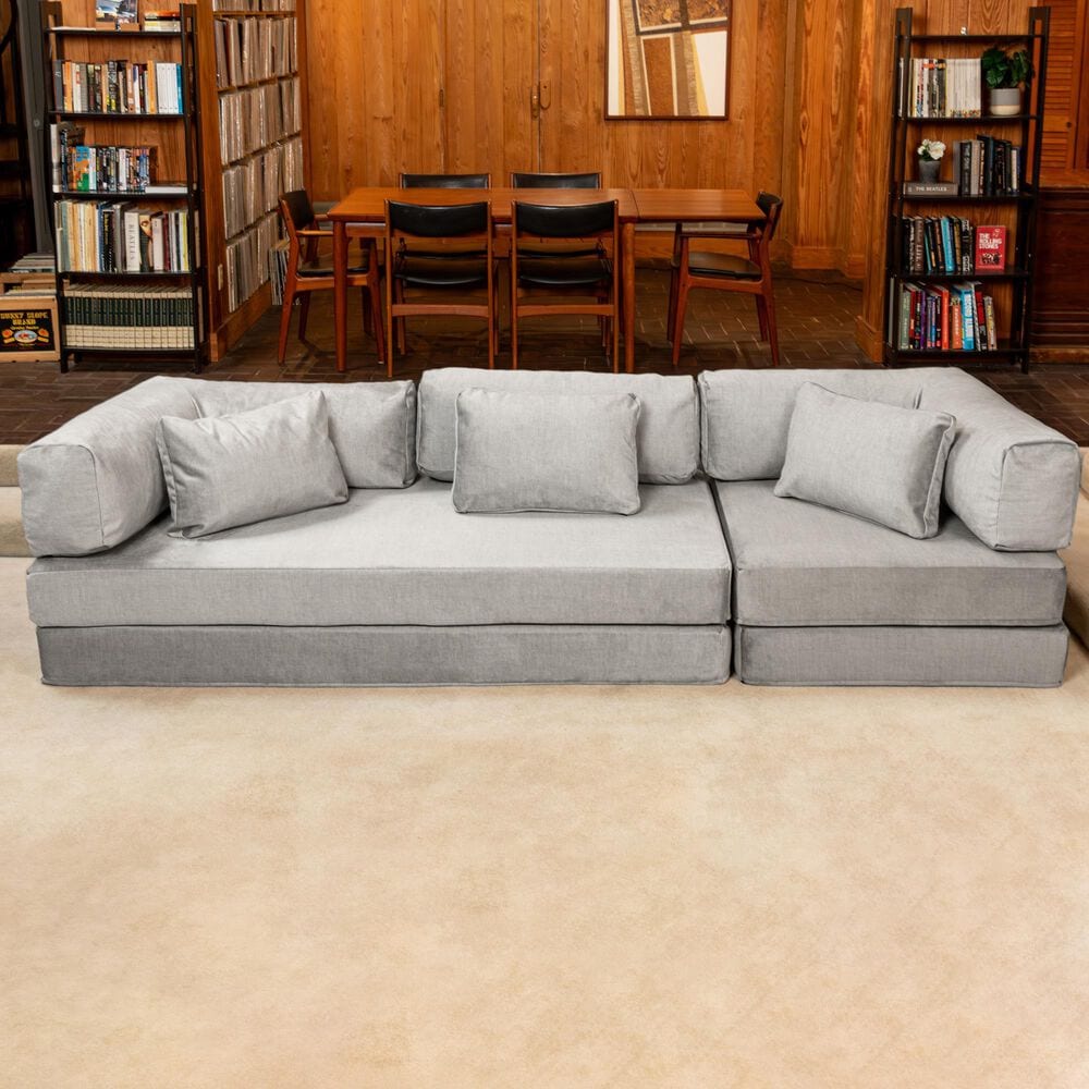 Jaxx Unsofa Stationary Sofa in Mouse Grey Velvet, , large