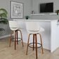 LumiSource Fabrico 30" Swivel Fixed-Height Bar Stool with Cream Noise Fabric Upholstery in Black and Walnut (Set of 2), , large