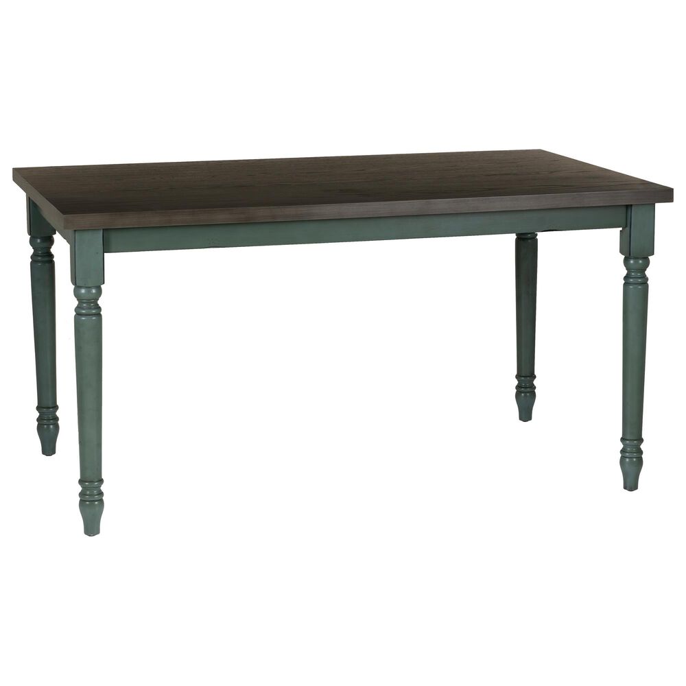 Linon Home Decor Willow Dining Table in Burnished Smoke and Teal - Table Only, , large