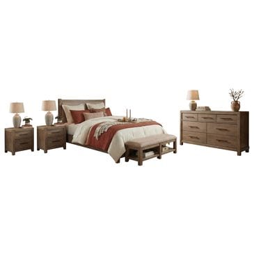 Urban Home Roycroft 4 Piece Queen Upholstered Panel Bed without Bench in Brown, , large