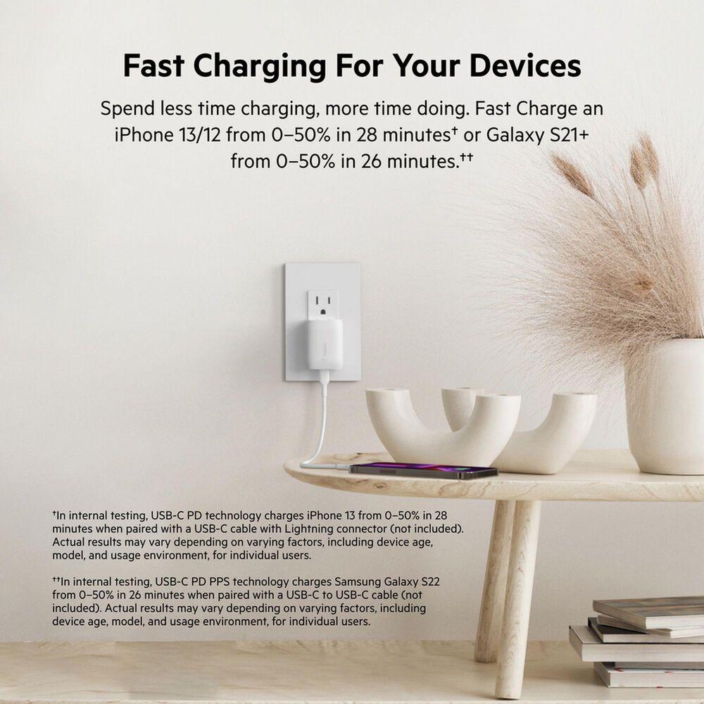 Belkin BoostCharge 20W USB-C PPS Wall Charger with Type C to Lighting Cable in White, , large