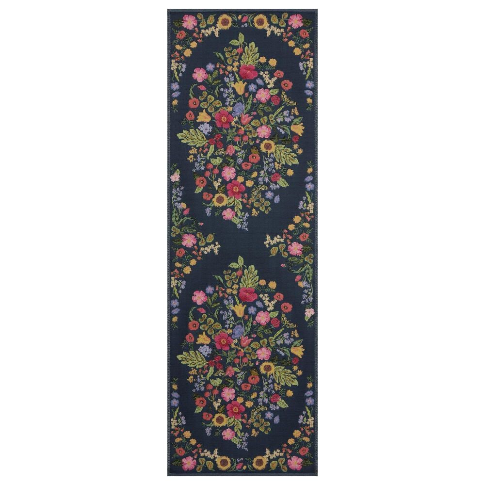 Rifle Paper Co. x Loloi Perennial Blossom 2"5" x 5"6" Navy Runner, , large