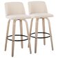 LumiSource Toriano Swivel Bar Stool with Cream Noise Fabric Upholstery in Whitewashed and Black (Set of 2), , large