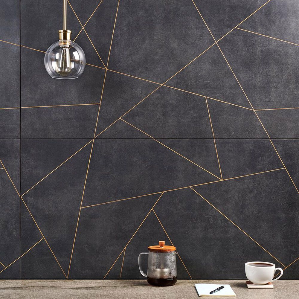 Soho Studio Artscape Ardesia and Gold Line 24" x 48" Porcelain Tile, , large