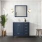 Lexora Home Jacques 36" Left Offset Single Bathroom Vanity in Navy Blue with 2 cm White Carrara Marble Top and Rectangular Sink, , large