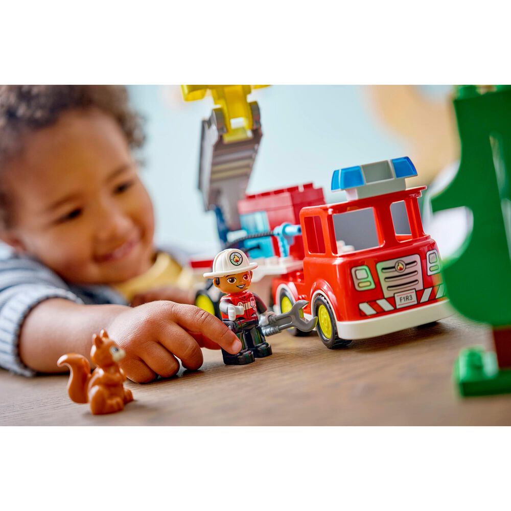 LEGO Duplo Fire Truck with Hose and Firefighter Building Set, , large