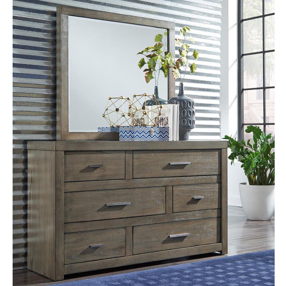 Riva Ridge Modern Loft 6-Drawer Dresser and Mirror in Greystone, , large