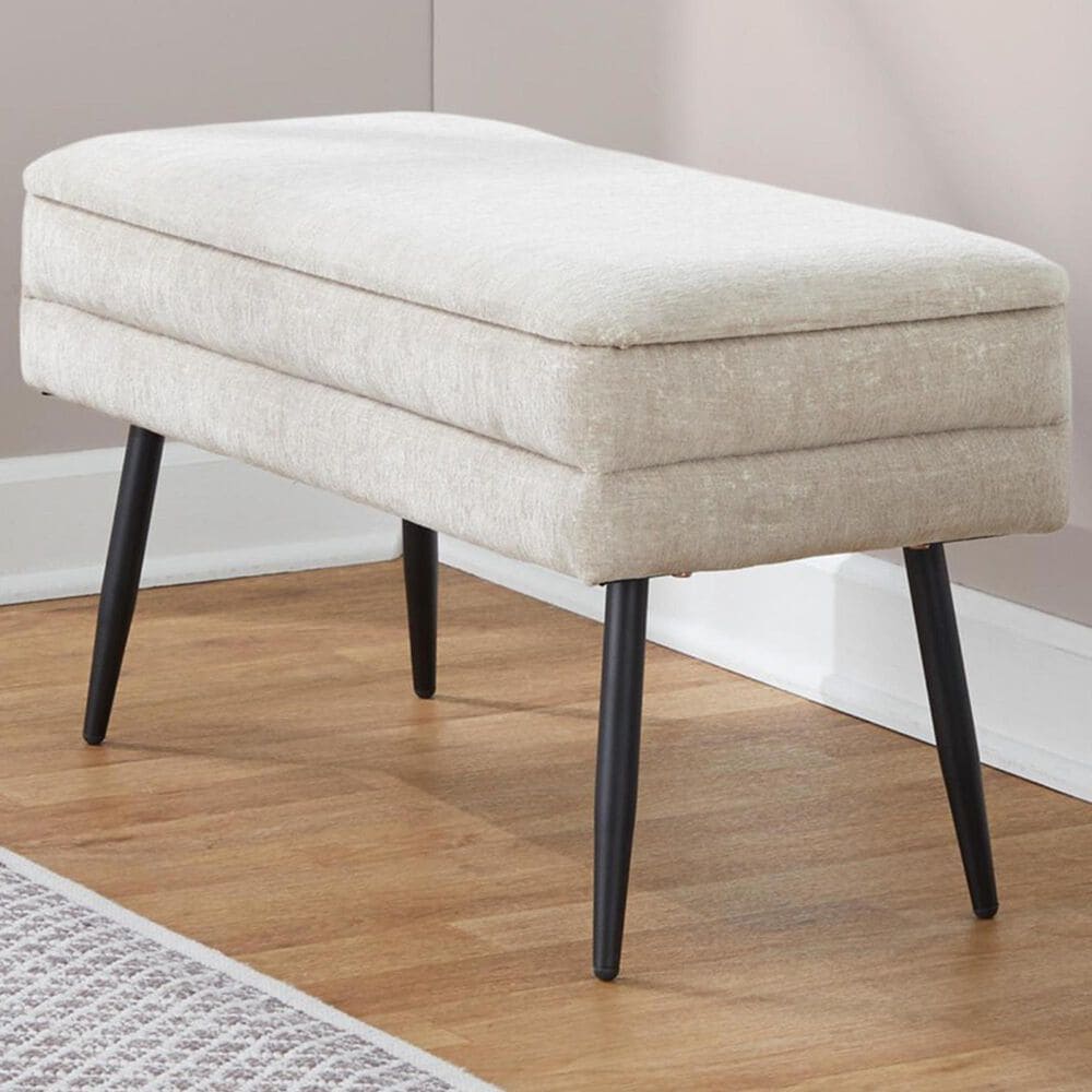 Lumisource Neapolitan Storage Bench with Light Brown Cushion in Black, , large