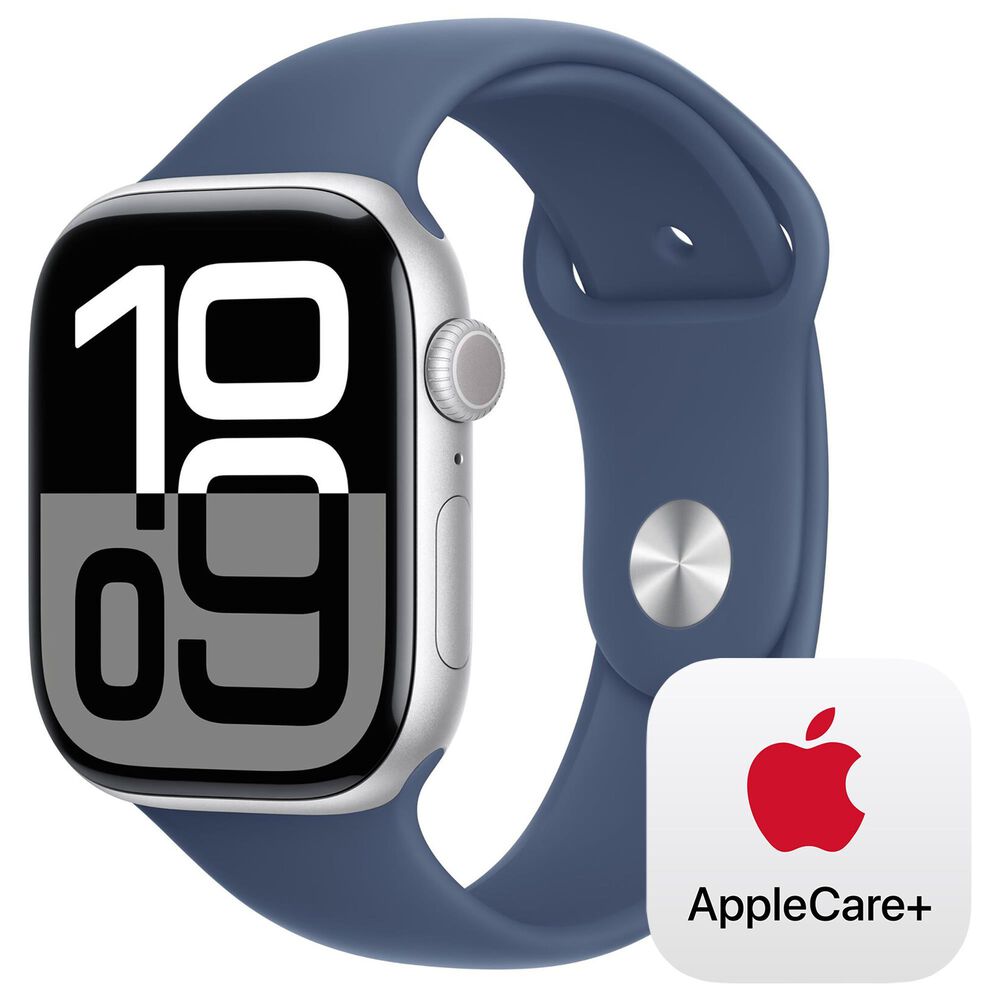 Apple Watch Series 10 GPS 46mm Silver Aluminum Case with Denim Sport Band - M/L, , large