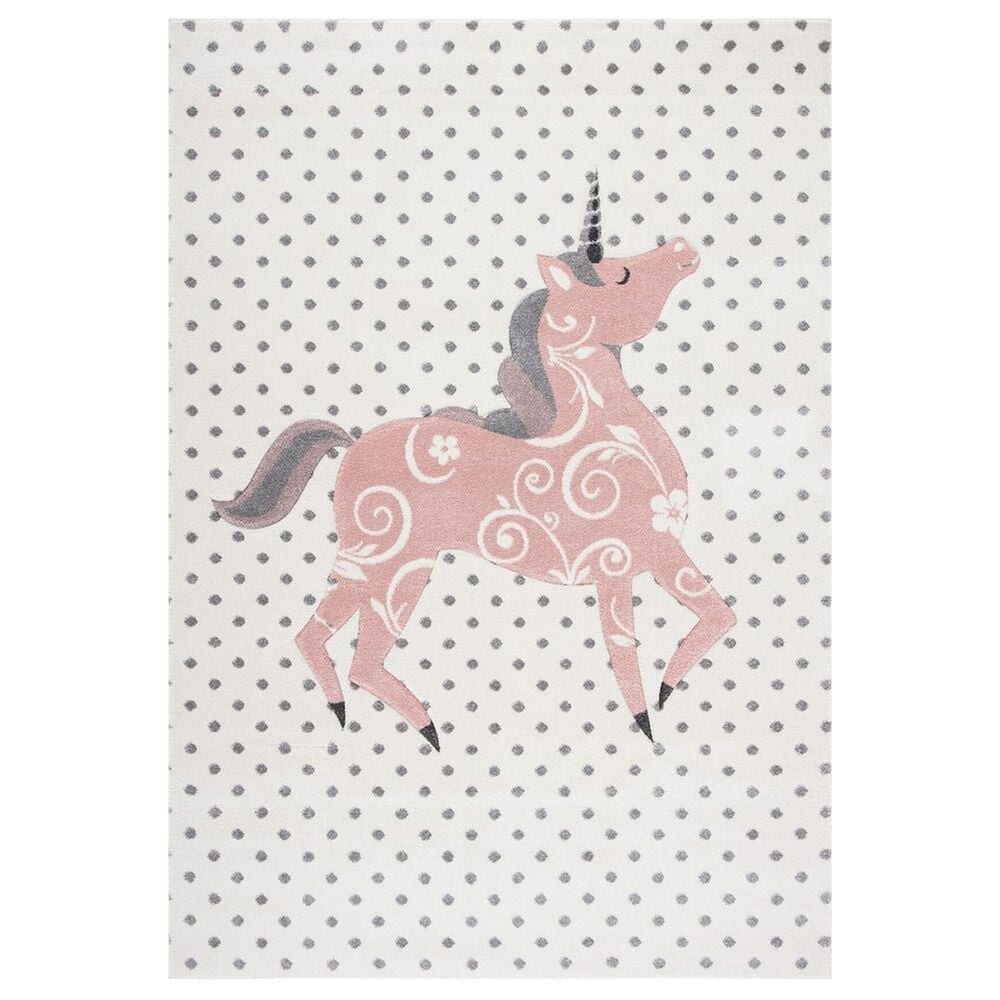 Safavieh Carousel 5"3" x 7"6" Ivory, Grey and Pink Kids Area Rug, , large