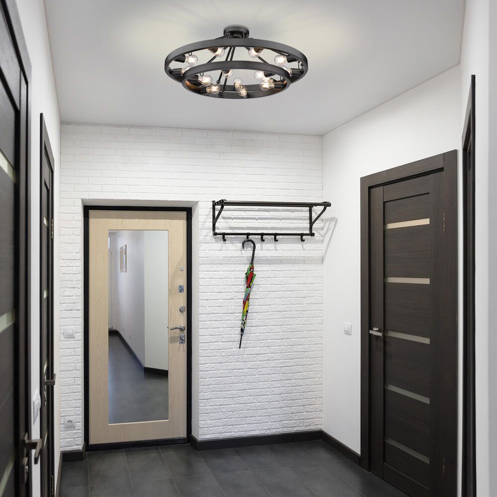 Golden Lighting Castile 15-Light Semi Flush in Matte Black, , large