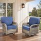 Hearth and Haven Outdoor Swivel Glider Chair with Blue Cushion in Gray (Set of 2), , large