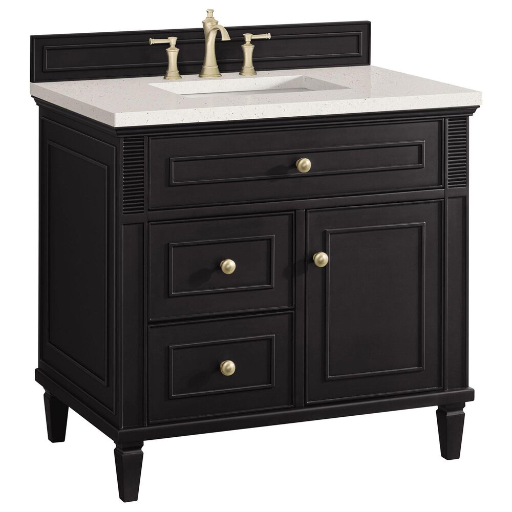 James Martin Vanities Lorelai 36" Single Vanity in Black Onyx with 3 cm Lime Delight Quartz Top, , large