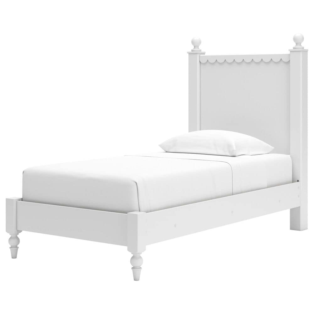 Ashley Mollviney Twin Panel Bed in Matte White, , large