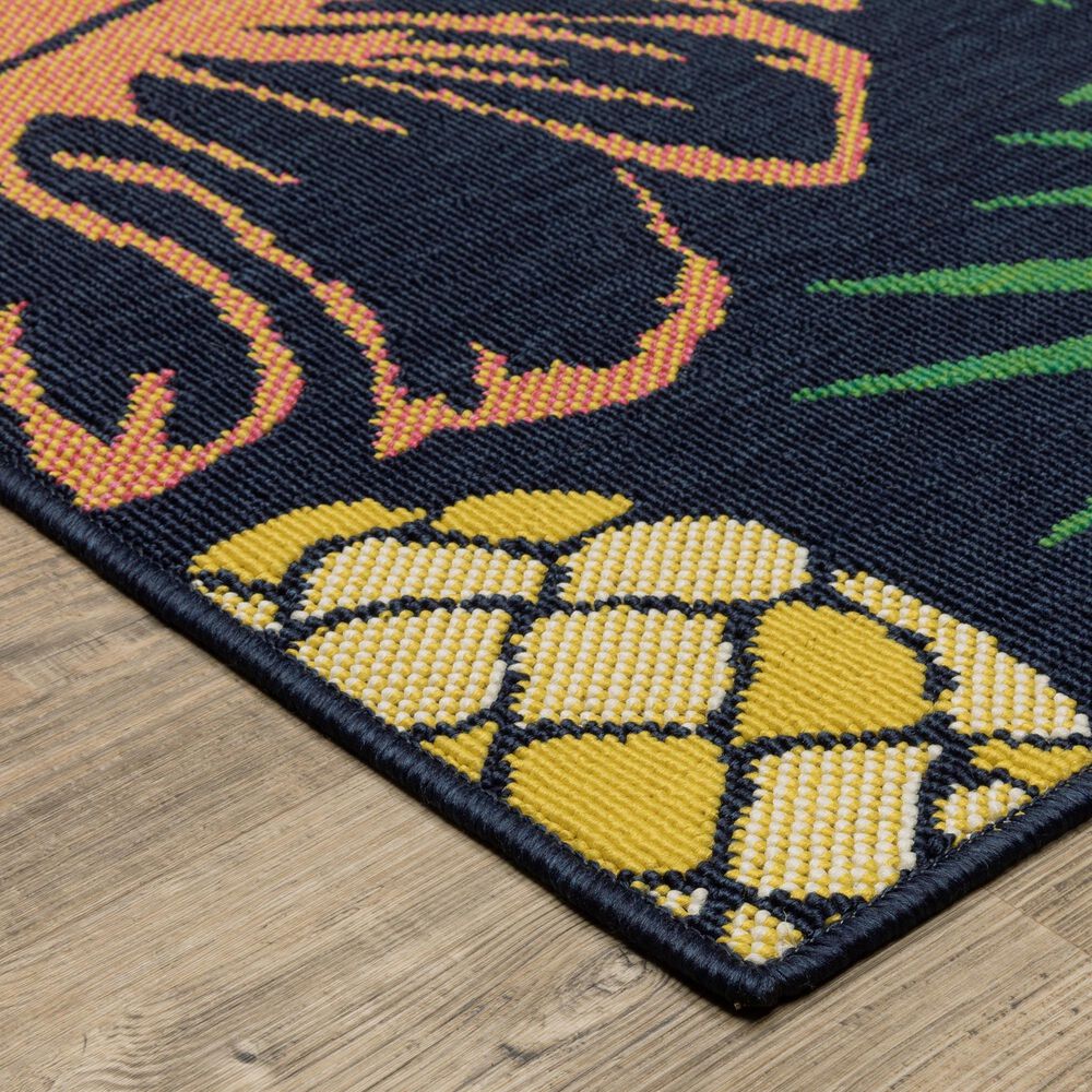 Oriental Weavers Havana HAV07 Navy and Multicolor 9'10" x 12'10" Indoor/Outdoor Area Rug, , large