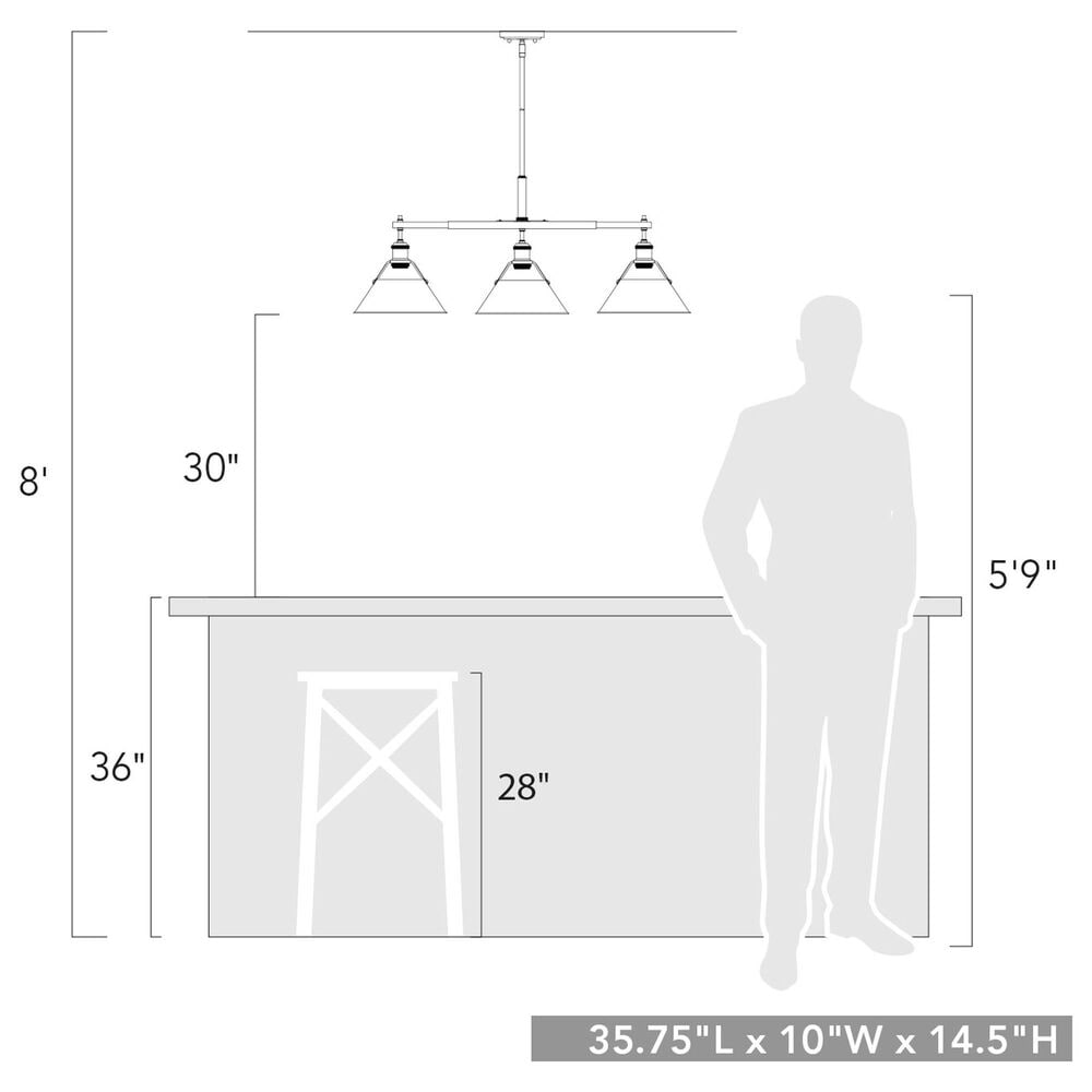 Golden Lighting Orwell 3-Light Linear Pendant with Matte Black Shade in Pewter, , large