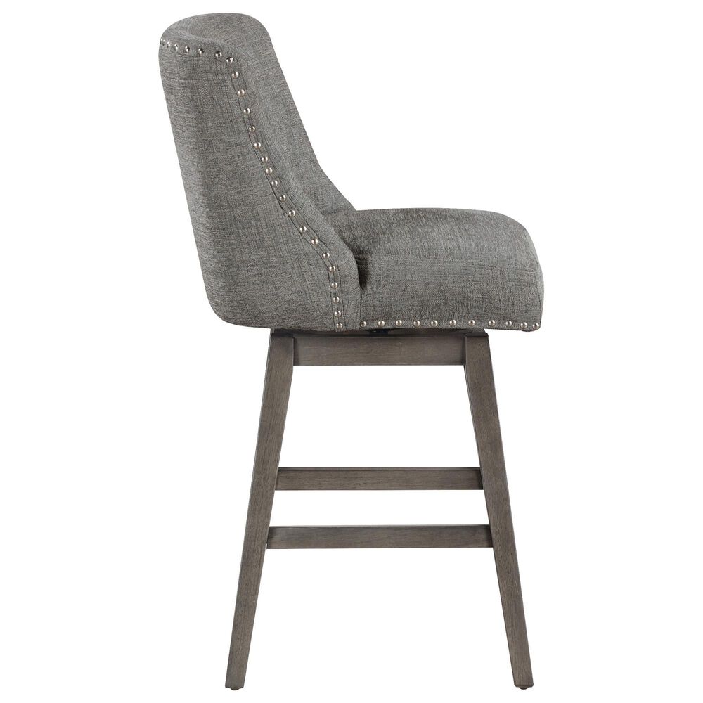 OSP Home Granville Swivel Counter Stool with Charcoal Upholstered in Grey, , large