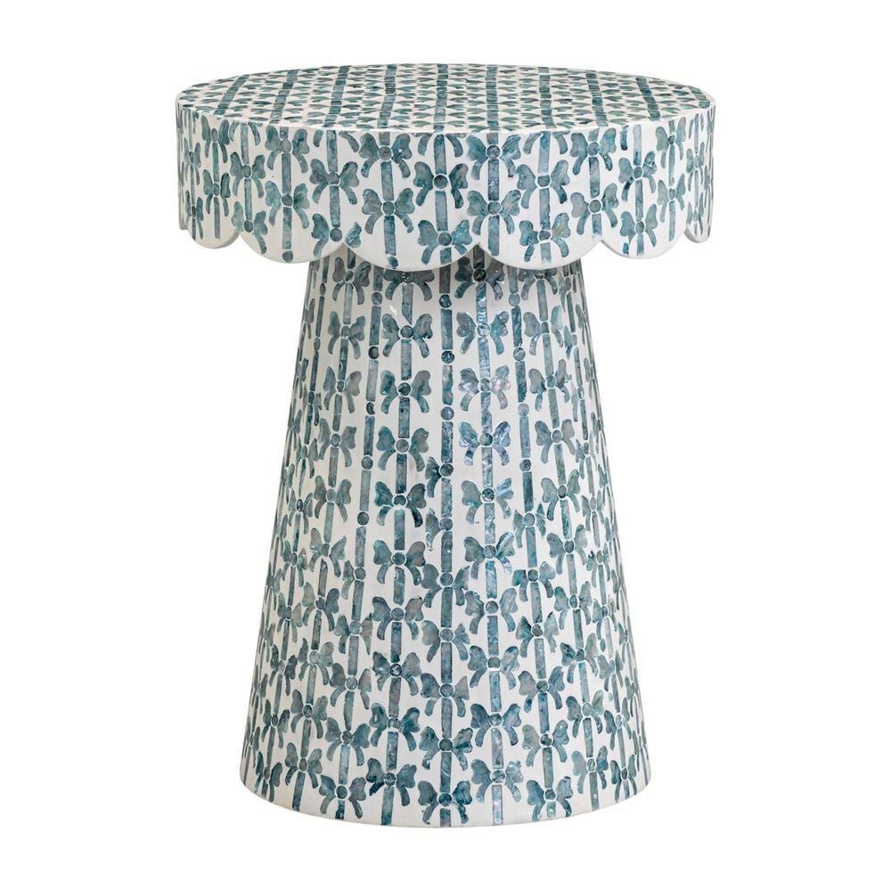 Linden Boulevard Capiz Bow Side Table in Blue, , large