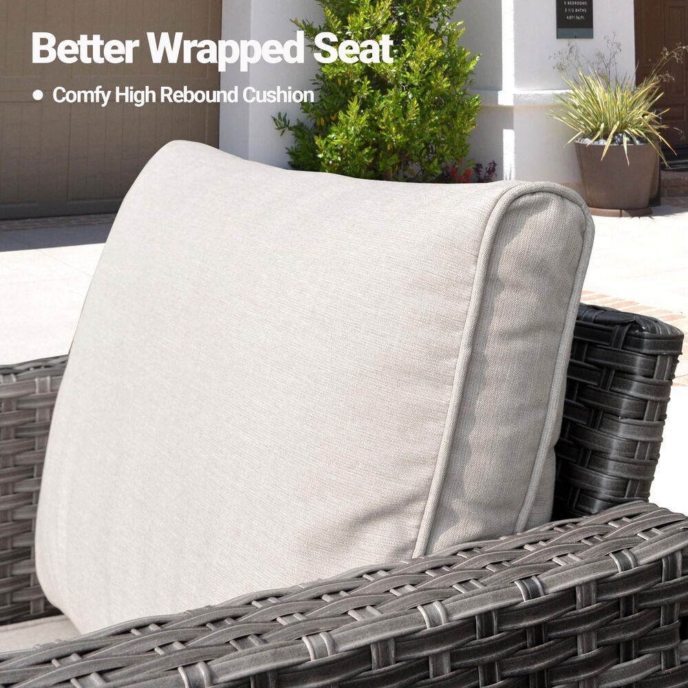 HOMLUX 3-Piece Patio Conversation Set with Square-Arm Swivel Rocking Chairs in Beige, , large