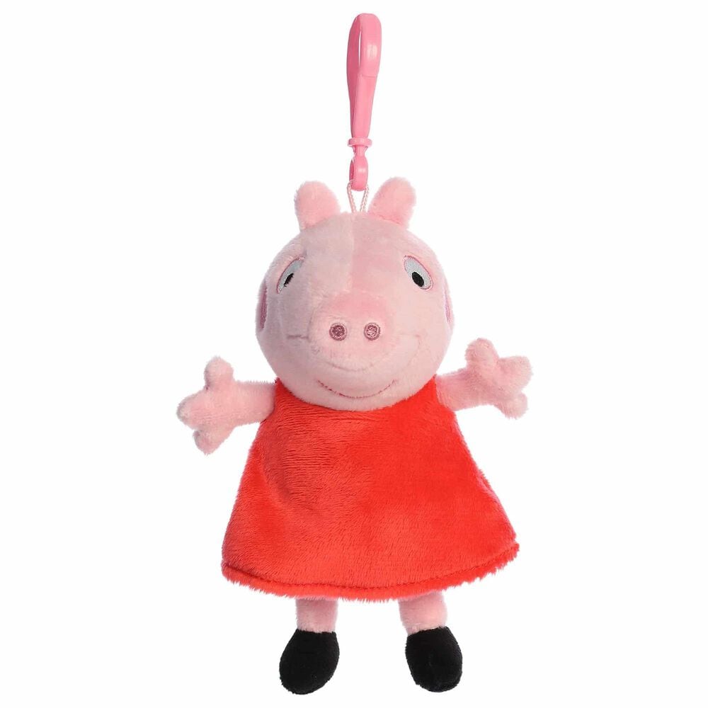 Aurora 4.5&quot; Peppa Pig Clip-On Plush in Pink and Red, , large