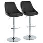 LumiSource Diana Adjustable Barstool with Black Faux Leather Upholstery in Chrome (Set of 2), , large