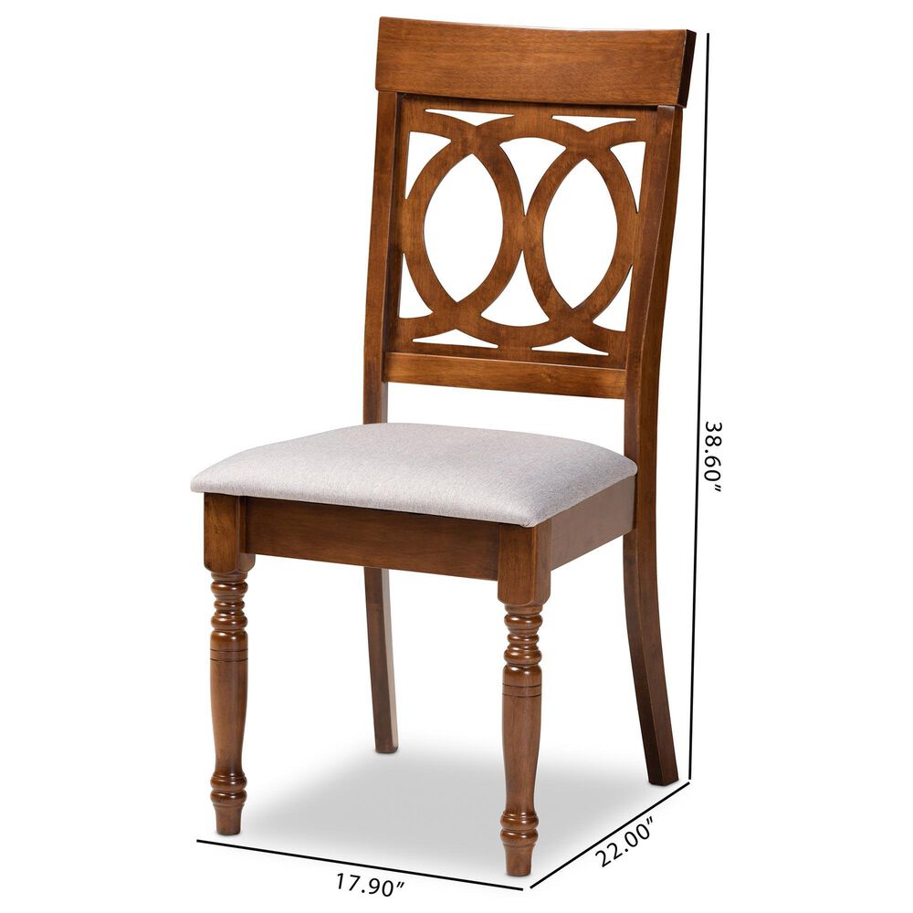 Baxton Studio Lucie Side Chair with Grey Cushion in Walnut Brown (Set of 4), , large