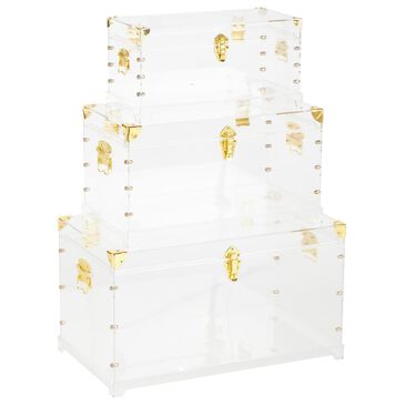 Maple and Jade 3-Piece Storage Decorative Trunk Set in Clear, , large