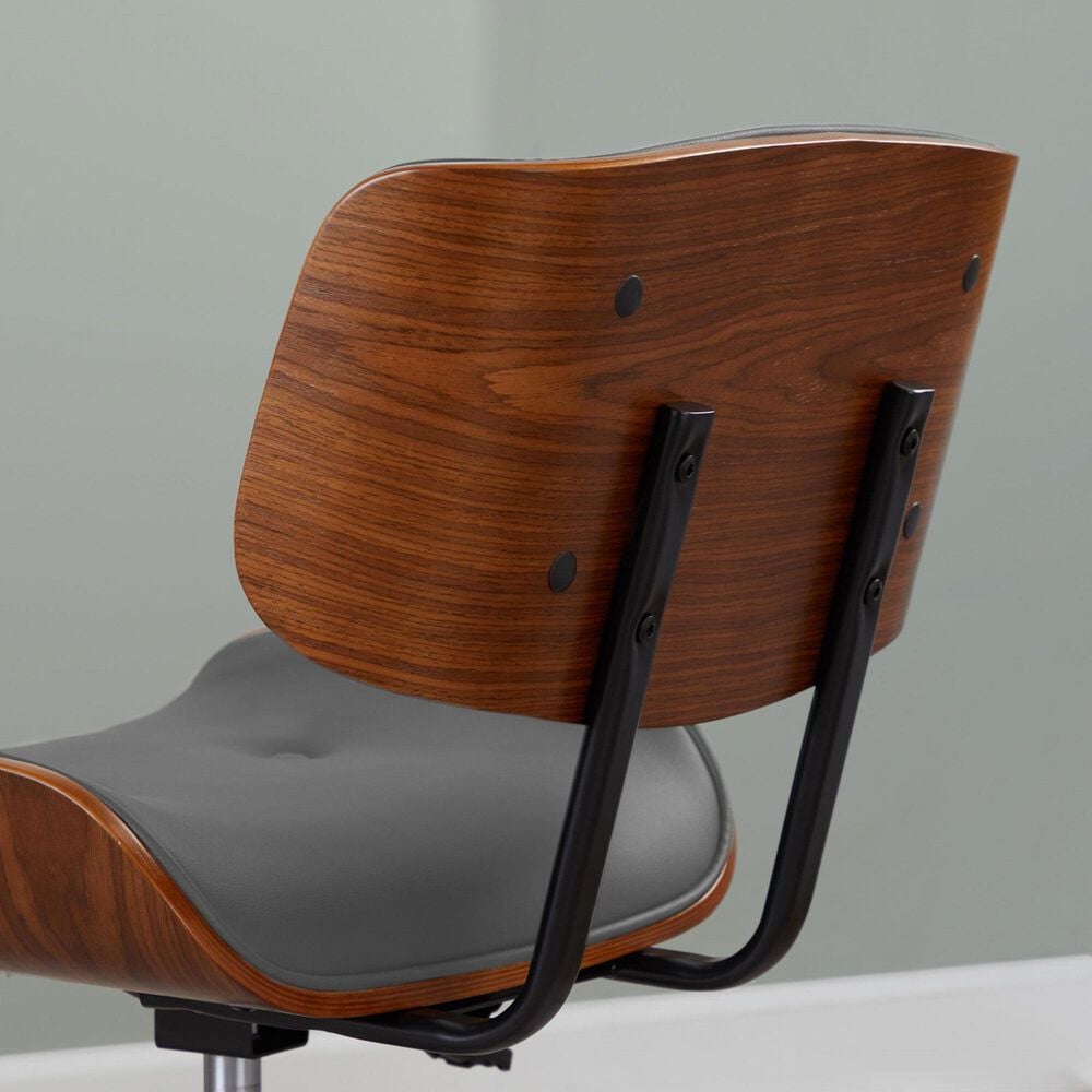 Lumisource Lombardi Desk Chair with Grey Cushion in Walnut and Black, , large